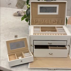 White jewelry box & mini travel jewelry box